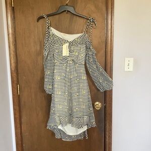 3/$33 rewind dress check flower print cut out in back w ruffle XL jrs